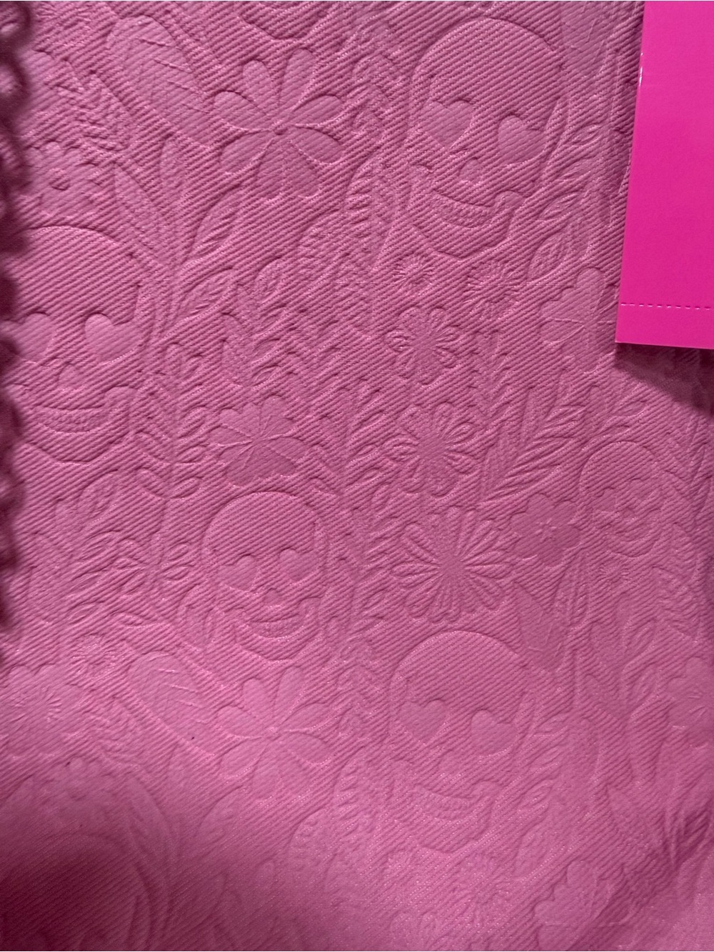Betsey Johnson Pink Embossed Tote with Chain-Accent Straps - Picture 3 of 14